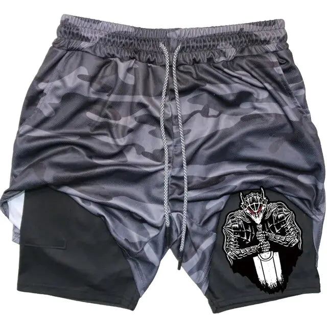 Anime Berserk Quick Dry Performance Multiple Pockets Sports Short